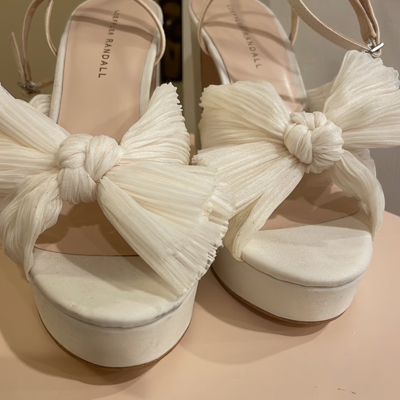 Loeffler Randall Natalia Platform Bow Heel Sz 9B Pearl White - Picture 12 of 16